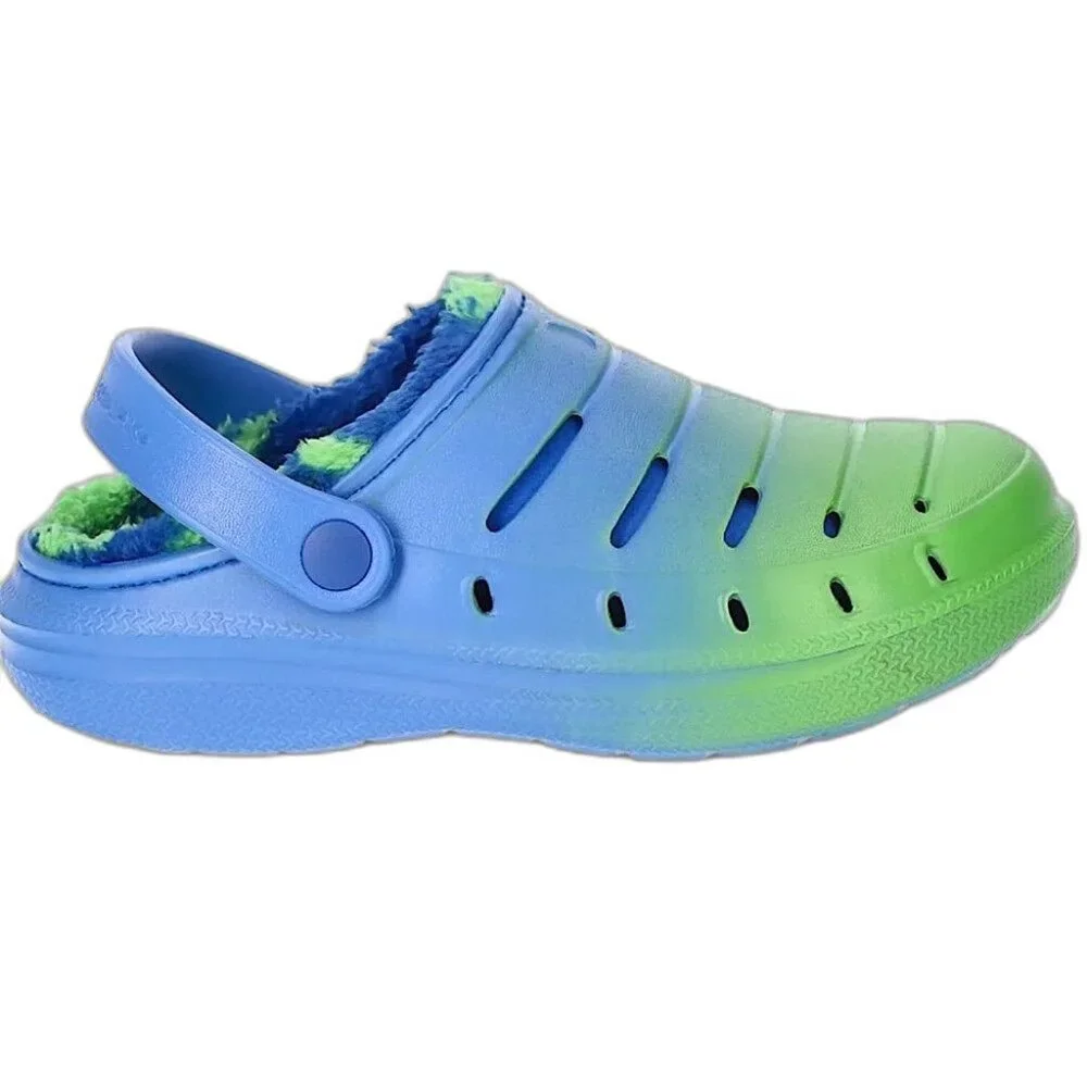 Rugged Shark TODDLER BOYS FAUX SHERPA LINED Clogs SIZE 7 Blue Sandals NEW